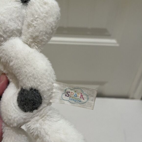 Spark Create Imagine Soft Plush Cow Rattle Gray & White Smiley Happy Face 8" - Picture 7 of 8